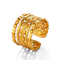 Золотой Открытые манжеты из нержавеющей стали, широкие кольца для женщин, золотые, размер США 8 (18.1 мм)