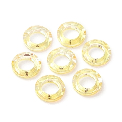 Gold Electroplate Transparent Glass Linking Rings, Crystal Cosmic Ring, Prism Rings, Faceted, Round Ring, Gold, 14x3.5mm, Inner Diameter: 8mm