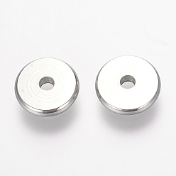 Stainless Steel Color 304 Stainless Steel Spacer Beads, Flat Round, Stainless Steel Color, 10x2mm, Hole: 2mm