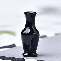 Obsidian Natural Obsidian Carved Healing Vase Figurines, Reiki Energy Stone Display Decorations, 48x20mm