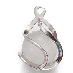 Белый Подвески кошачий глаз, с латунной фурнитурой , платина, белые, 18x12.5 мм, отверстие : 1.4 мм