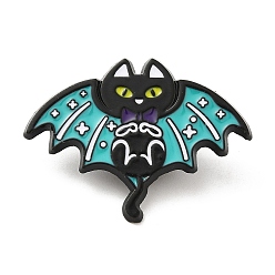 Noir Chat avec des épingles en émail à ailes de papillon, broche en alliage plaqué noir par électrophorèse, noir, 26x34.5x1.5mm