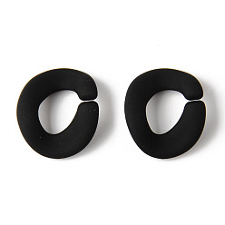 Black Rubberized Style Acrylic Linking Rings, Quick Link Connectors, For Curb Chains Making, Oval, Black, 19x16x3mm, Inner Diameter: 10x7mm