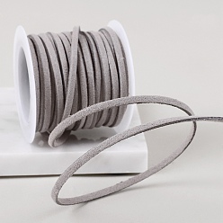 Серый Плоский замшевый шнур 4.5м., двойное кружево из искусственной замши, серые, 3 мм, около 4.92 ярдов (4.5 м) / рулон
