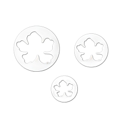 White PP Plastic Cookie Cutter Set, Biscuit Fondant Cutters, Round with Flower Pattern, White, 55~79x9.8mm, 3pcs/set