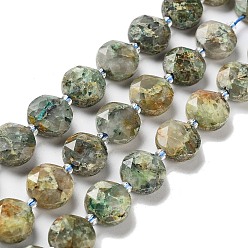 Natural Gemstone Natural Gemstone Beads Strands, with Seed Beads, Faceted Hexagonal Cut, Flat Round, 12~12.5x5~6mm, Hole: 1.2~1.4mm, about 27~29pcs/strand, 15.55~15.75 inck(39.5~40cm)
