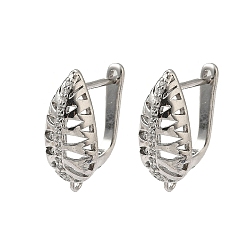 Платина Фурнитура для сережек-колец в форме слезы с микропаве из латуни и прозрачными кубическими цирконами, без кадмия и без свинца, долговечный, стойки покрытие, платина, 18x8 мм, отверстие : 1.2 мм, штифты : 11x0.8 мм