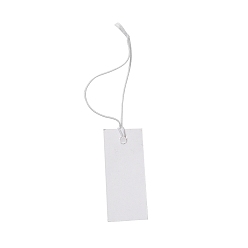 WhiteSmoke Paper Price Tags, with Elastic Cord, Rectangle with Word, WhiteSmoke, 9~9.5cm, Rectangle: 40x17x0.3mm