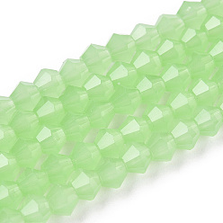 Light Green Faceted Bicone Opal Beads Strands, Light Green, 4x4mm, Hole: 1mm, about 92~96pcs/strand, 13.78~14.37 inch