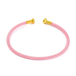 Pink Изготовление браслета из плетеной проволоки из углеродистой стали, с позолоченными латунными заглушками, розовые, 0.25 см, внутренний диаметр: 2-3/8 дюйм (6.1 см)