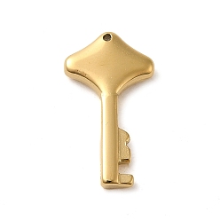Real 14K Gold Plated 304 Stainless Steel Pendants,  Rhombus Key Charm, Real 14K Gold Plated, 18x10x2.5mm, Hole: 0.8mm