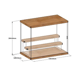 BurlyWood Acrylic Display Frame, Doll Display Box, with Wood, Rectangle, BurlyWood, 18x32x26.4cm, 3-Layer