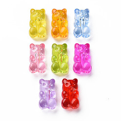 Mixed Color Transparent Acrylic Beads, Bear, Mixed Color, 16x10x7mm, Hole: 1.8mm, about 600pcs/500g