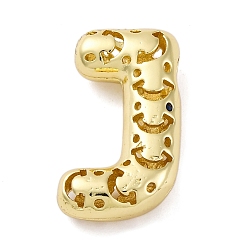 Letter J Латунные подвески, стойки покрытие, долговечный, без кадмия и без свинца, подвески с полыми буквами, буква J, 23x13x6 мм, отверстие : 4.7x3 мм
