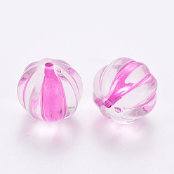Hot Pink Transparent Acrylic Beads, Pumpkin, Hot Pink, 17.5x16mm, Hole: 1.8mm, about 183pcs/500g