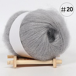 Silver 25g Angora Mohair Wool & Acrylic Fiber Knitting Yarn, for Shawl Scarf Doll Crochet Supplies, Round, Silver, 1mm
