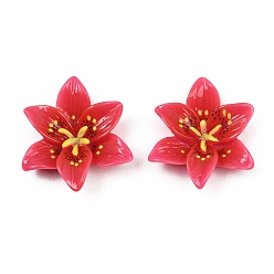 Красный Непрозрачная смола декодирует кабошоны, плюмерия, красные, 30x29x8 мм