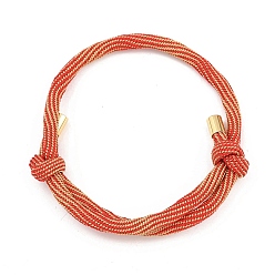 Красный Браслеты из нейлонового шнура, с латунной фурнитурой , золотые, долговечный, стойки покрытие, красные, внутренний диаметр: 1-5/8~3-1/8 дюйм (4~8 см)