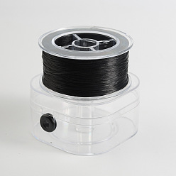 Black Flat Elastic Crystal String, Elastic Beading Thread, for Stretch Bracelet Making, Black, 0.8mm, about 109.36 Yards(100m)/Box