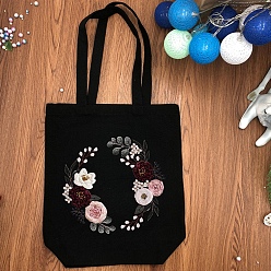 (52) Непрозрачная лаванда Наборы для вышивания своими руками, включая набивную хлопчатобумажную ткань, нитки и иглы для вышивания, круглые пяльцы, разноцветные, 220x200 мм