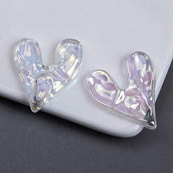 Clear UV Plating Acrylic Cabochons, Heart, Clear, 25x22mm