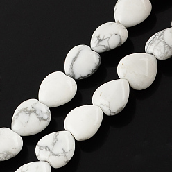 White Natural Howlite Bead Strands, Heart, White, 10x10x5mm, Hole: 1mm, about 40pcs/strand, 15.3 inch