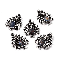 Pietersite Natural Pietersite Pendants, Nine-Tailed Fox Charms, with Antique Silver Color Brass Findings, 30x23x6mm, Hole: 4x2mm