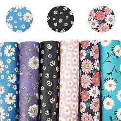 Mixed Color Daisy Flower Printed PVC Leather Fabric Sheets, for Earrings Making Craft and Hair Accessories Making, Mixed Color, 30x20x0.07cm, 12colors, 1sheet/color, 12sheets/set