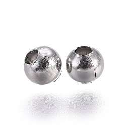 Stainless Steel Color 304 Stainless Steel Spacer Beads, Round, Stainless Steel Color, 3.9mm, Hole: 1.5mm