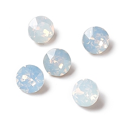 White Alabaster Opal Style K9 Glass Rhinestone Cabochons, Pointed Back & Back Plated, Diamond, White Alabaster, 6x4mm