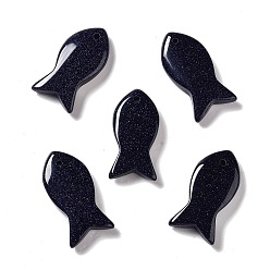 Blue Goldstone Synthetic Blue Goldstone Pendants, Fish Charms, 39x20x7~7.5mm, Hole: 2.3mm