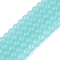 Бирюза Стеклянные бусины, имитация нефрита , круглые, бирюзовые, 6~6.5 мм, отверстие : 1.4 мм, около 67~70 шт / нитка, 14.76 дюйм ~ 15.16 дюйм (37.5~38.5 см)