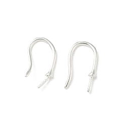 Посеребрённый Латунные крючки для сережек, без свинца и без кадмия, слеза, 925 серебро покрытием, 14x7x1.5 мм, штифты : 0.7 мм
