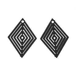 Черный Аэрозольная краска 430 подвески из нержавеющей стали, ромб, чёрные, 19x13.5x0.3 мм, отверстие : 1 мм