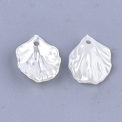 Creamy White Acrylic Imitation Pearl Pendants, Leaf, Ivory, 17x15x4.5mm, Hole: 2mm, about 1460pcs/500g