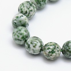 Pierre Avec Point Vert Perles de jaspe tache verte naturelle, ronde, facette, 12mm, Trou: 1mm, Environ 32 pcs/chapelet, 15.5 pouce