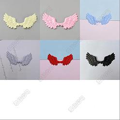 (52) Непрозрачная лаванда 60шт. 6 цветов, атласная ткань для компьютерной вышивки, нашивки, пришивные/приклеиваемые утюгом, аксессуары для костюма, аппликация, крыло, разноцветные, 35x73x0.5 мм, 10 шт / цвет