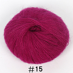 Средний Фиолетово-красный 25 пряжа для вязания из шерсти ангорского мохера, для шали, шарфа, куклы, вязания крючком, средне фиолетовый красный, 1 мм