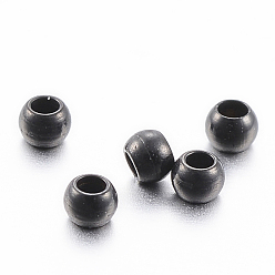 Electrophoresis Black 304 Stainless Steel Beads, Round, Electrophoresis Black, 2x1.2mm, Hole: 1mm