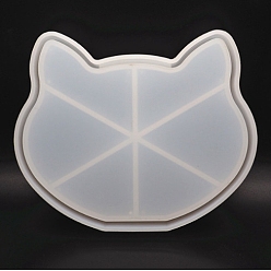 Cat Shape DIY Food Grade Silicone Display Molds, Resin Casting Molds, Clay Craft Mold Tools, White, Cat Shape, 130x162mm