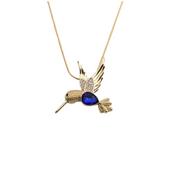 01019YH, 50+5CM snake chain Geometric Copper Zircon Pendant with Fashionable Bird Necklace for Women