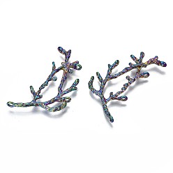 Rainbow Color Alloy Chandelier Component Links, Cadmium Free & Lead Free, Branch, Rainbow Color, 50x25x4mm, Hole: 1.8mm