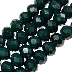 Dark Slate Gray Opaque Solid Color Glass Beads Strands, Faceted, Rondelle, Dark Slate Gray, 8x6mm, Hole: 1mm, about 65~68pcs/strand, 15.7~16.1 inch(40~41cm)