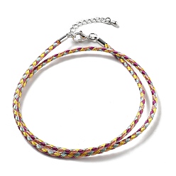 Светло-Синий Изготовление плетеных ожерелий из полиэфирного шнура, с латунной фурнитурой , нержавеющая сталь застежками, долговечный, платина, голубой, 18-3/4 дюйм (47.5 см)