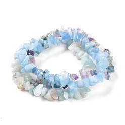 Mixed Stone Chips Natural Mixed Stone Stretch Bracelets, Stackable Bracelets, 1/4~1/2 inch(0.6~1.2cm), Inner Diameter: 2-1/8~2-1/4 inch(5.5~5.7cm), 3pcs/set