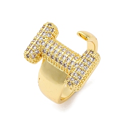 Letter I Кольца-манжеты для пальцев с покрытием из латуни с микропаве из прозрачного кубического циркония для женщин, долговечный, реальный 18 k позолоченный, Письмо ~ Z, Буква "i", 18.5x12.5 мм, внутренний диаметр: 17.5 мм