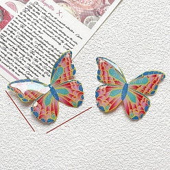 Pink Кабошоны из смолы, бабочка, с блеском порошок, розовые, 53x44 мм