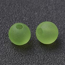 Light Green Transparent Acrylic Beads, Round, Frosted, Light Green, 4mm, Hole: 1mm, about 14000pcs/500g