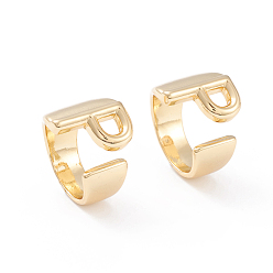 Letter P Brass Cuff Rings, Open Rings, Long-Lasting Plated, Real 18K Gold Plated, Letter.P, Size 6, 17mm