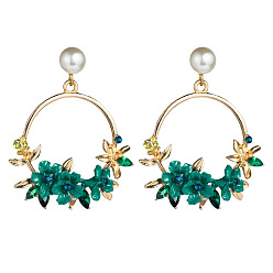 Green Sweet Flower Earrings - Soft Clay Pearl Studs, Trendy Ear Accessories.